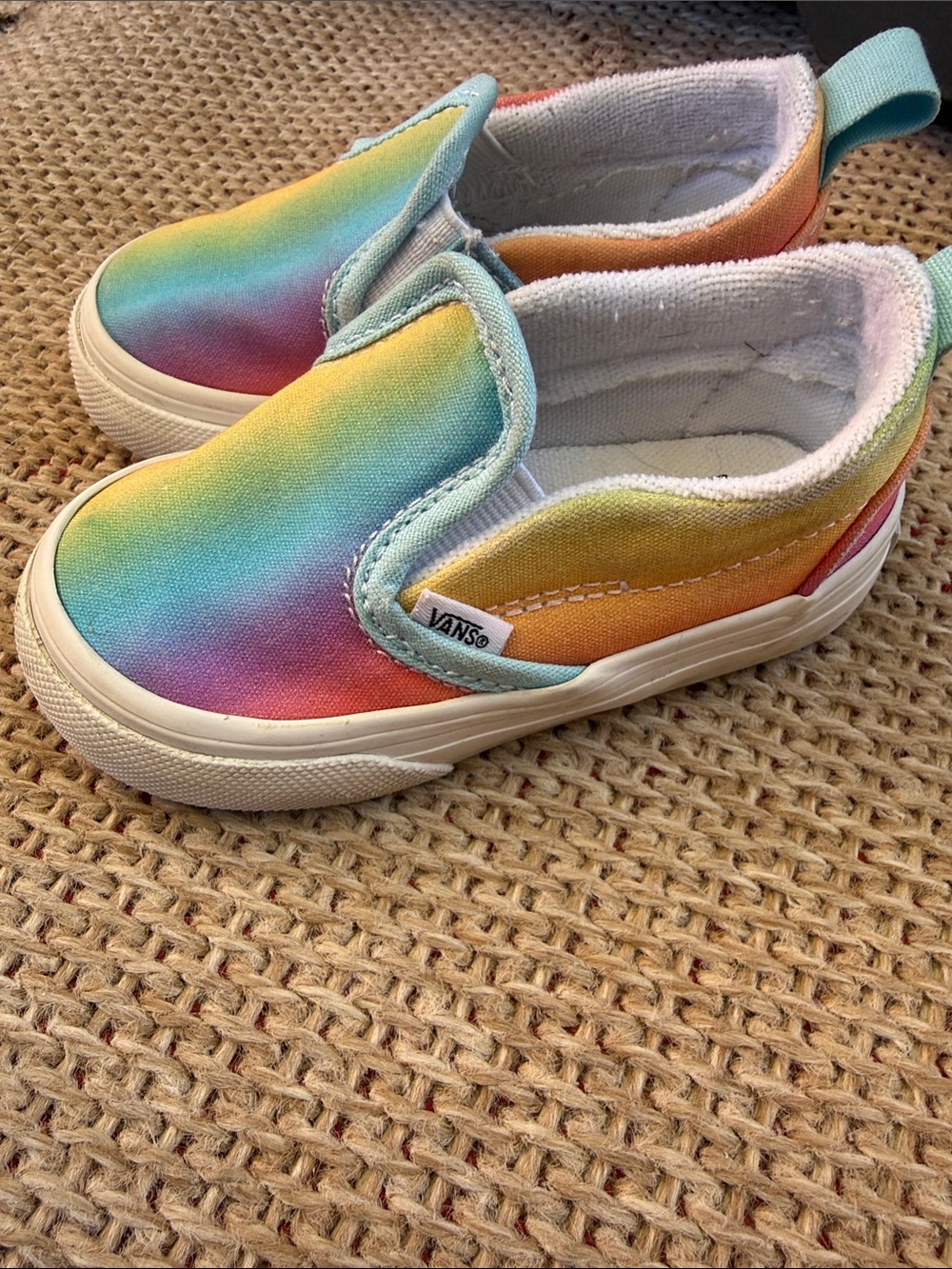 Vans Kids Slip-On Rainbow Gradient Canvas Sneakers - Yellow Blue Pink